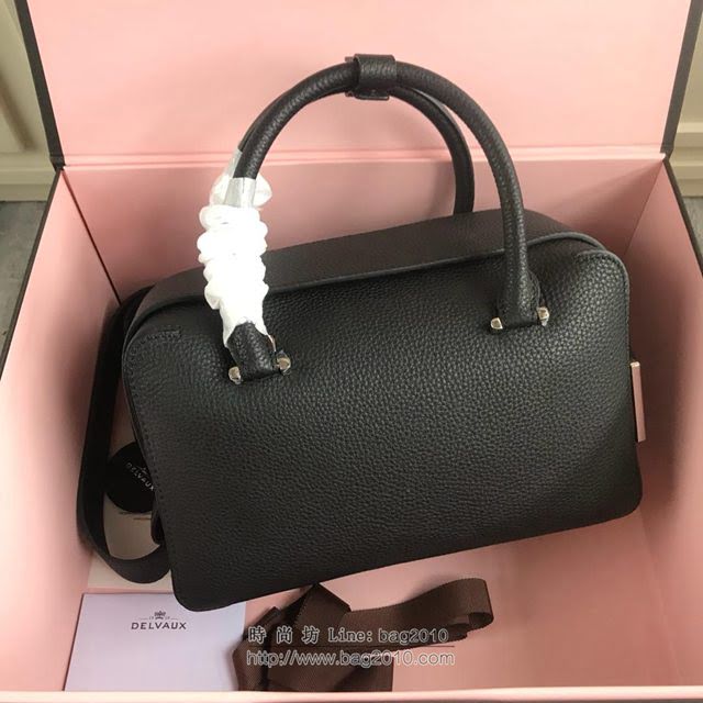 DELVAUX女包 Delvau單肩斜挎包 半手工Cool box 中號 德爾沃女手提包 手拎包 黑銀  fcs1180